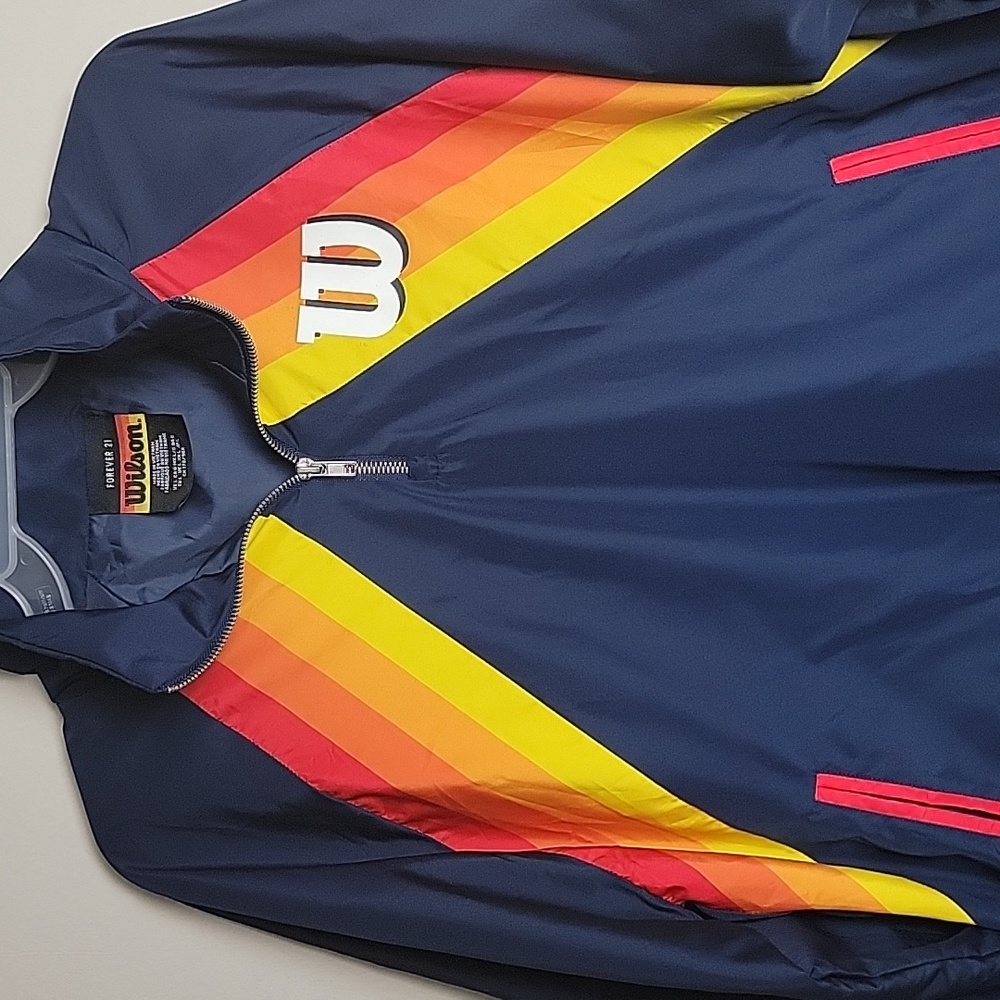 Wilson Navy Jacket with Rainbow Stripes - Picture 2 of 6